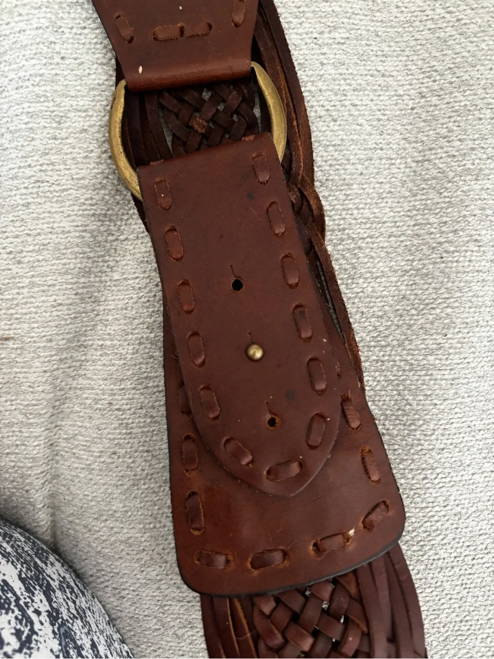 Brown Woven Leather unisex  Belt